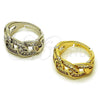 Anillo Multi Piedra 01.266.0101 Oro Laminado, Diseño de Miami Cubana y Baguette, con Zirconia Cubica Blanca, Pulido, Tono Dorado (Talla Unica)