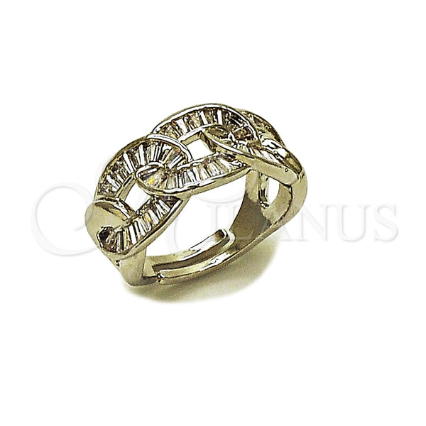 Anillo Multi Piedra 01.266.0101.1 Rodio Laminado, Diseño de Miami Cubana y Baguette, con Zirconia Cubica Blanca, Pulido, Rodinado (Talla Unica)