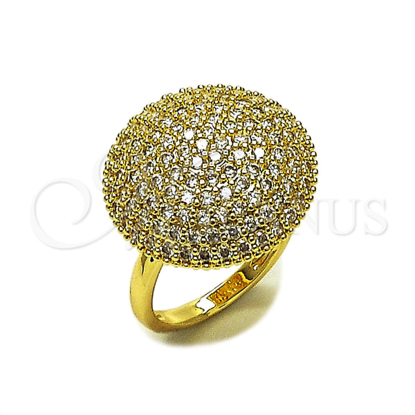 Anillo Multi Piedra 01.266.0102 Oro Laminado, Diseño de Cluster y Bola, con Zirconia Cubica Blanca, Pulido, Tono Dorado (Talla Unica)