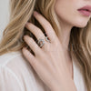 Anillo Multi Piedra 01.266.0063.1 Rodio Laminado, Diseño de Baguette y Gota, con Zirconia Cubica Blanca, Pulido, Rodinado (Talla Unica)