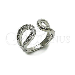 Anillo Multi Piedra 01.266.0063.1 Rodio Laminado, Diseño de Baguette y Gota, con Zirconia Cubica Blanca, Pulido, Rodinado (Talla Unica)