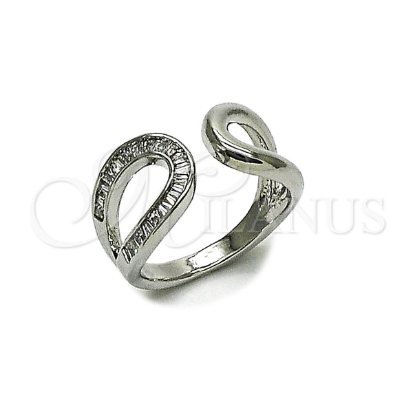 Anillo Multi Piedra 01.266.0063.1 Rodio Laminado, Diseño de Baguette y Gota, con Zirconia Cubica Blanca, Pulido, Rodinado (Talla Unica)