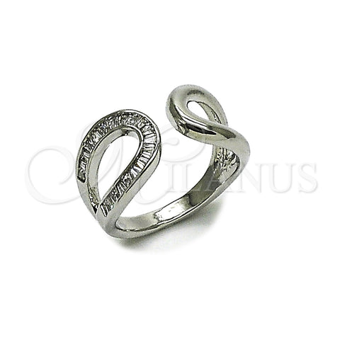 Anillo Multi Piedra 01.266.0063.1 Rodio Laminado, Diseño de Baguette y Gota, con Zirconia Cubica Blanca, Pulido, Rodinado (Talla Unica)