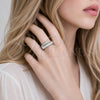 Anillo Multi Piedra 01.283.0041.1 Rodio Laminado, Diseño de Baguette, con Zirconia Cubica Blanca y Micro Pave Blanca, Pulido, Rodinado (Talla Unica)