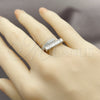 Anillo Multi Piedra 01.283.0041.1 Rodio Laminado, Diseño de Baguette, con Zirconia Cubica Blanca y Micro Pave Blanca, Pulido, Rodinado (Talla Unica)