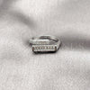 Anillo Multi Piedra 01.283.0041.1 Rodio Laminado, Diseño de Baguette, con Zirconia Cubica Blanca y Micro Pave Blanca, Pulido, Rodinado (Talla Unica)