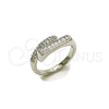 Anillo Multi Piedra 01.283.0041.1 Rodio Laminado, Diseño de Baguette, con Zirconia Cubica Blanca y Micro Pave Blanca, Pulido, Rodinado (Talla Unica)
