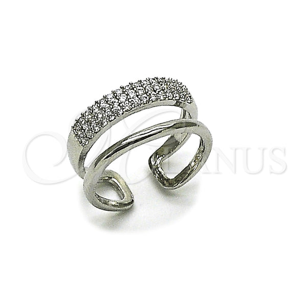 Anillo Elegante 01.266.0053.1 Rodio Laminado, con Micro Pave Blanca, Pulido, Rodinado (Talla Unica)