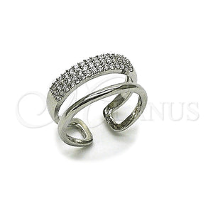 Anillo Elegante 01.266.0053.1 Rodio Laminado, con Micro Pave Blanca, Pulido, Rodinado (Talla Unica)