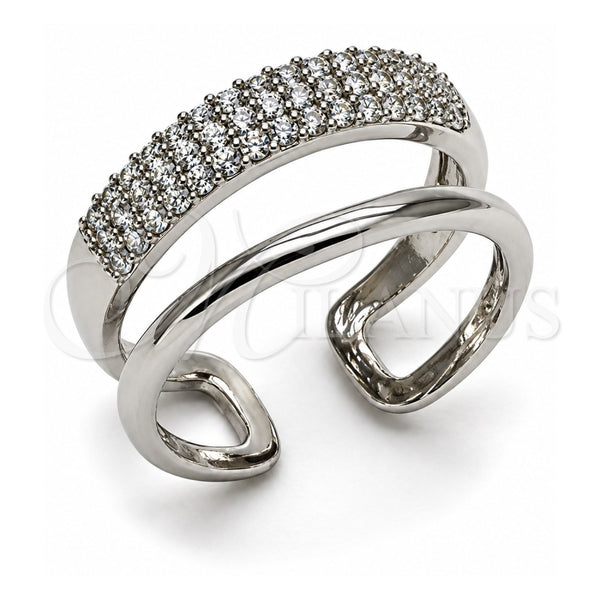 Anillo Elegante 01.266.0053.1 Oro Laminado Blanco, con Micro Pave Blanca, Pulido, Rodinado (Talla Unica)