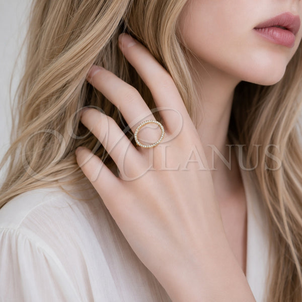 Anillo Multi Piedra 01.266.0103 Oro Laminado, con Micro Pave Blanca, Pulido, Tono Dorado (Talla Unica)