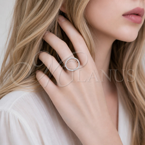 Anillo Multi Piedra 01.266.0103.1 Rodio Laminado, con Micro Pave Blanca, Pulido, Rodinado (Talla Unica)