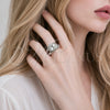Anillo Multi Piedra 01.266.0104.1 Rodio Laminado, Diseño de Miami Cubana, con Micro Pave Blanca, Pulido, Rodinado (Talla Unica)