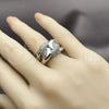 Anillo Multi Piedra 01.266.0104.1 Rodio Laminado, Diseño de Miami Cubana, con Micro Pave Blanca, Pulido, Rodinado (Talla Unica)