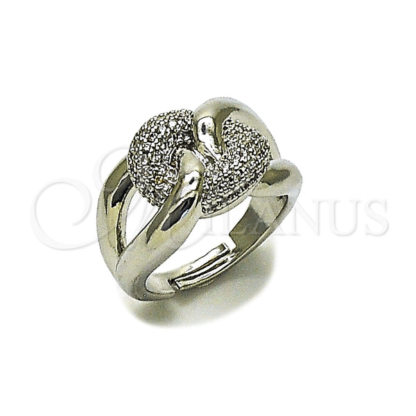 Anillo Multi Piedra 01.266.0104.1 Rodio Laminado, Diseño de Miami Cubana, con Micro Pave Blanca, Pulido, Rodinado (Talla Unica)