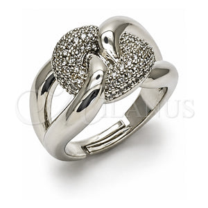 Anillo Multi Piedra 01.266.0104.1 Oro Laminado Blanco, Diseño de Miami Cubana, con Micro Pave Blanca, Pulido, Rodinado (Talla Unica)