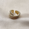 Anillo Multi Piedra 01.266.0105 Oro Laminado, con Micro Pave Blanca, Pulido, Tono Dorado (Talla Unica)