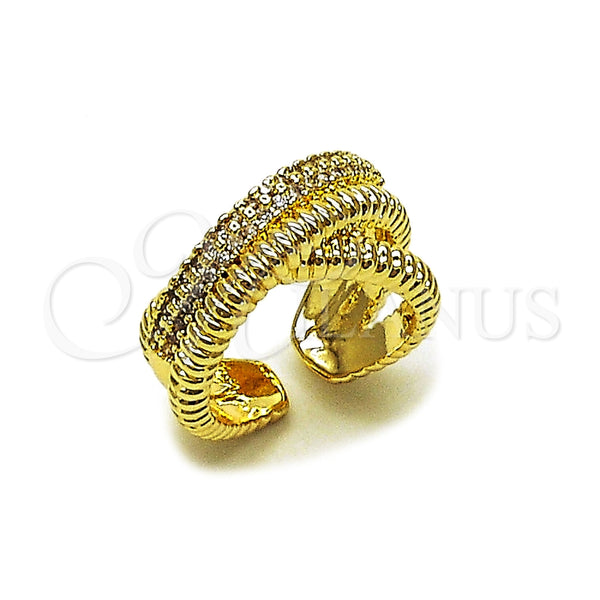 Anillo Multi Piedra 01.266.0105 Oro Laminado, con Micro Pave Blanca, Pulido, Tono Dorado (Talla Unica)