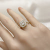 Anillo Multi Piedra 01.266.0106 Oro Laminado, Diseño de Cluster y Baguette, con Zirconia Cubica Blanca, Pulido, Tono Dorado (Talla Unica)