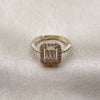 Anillo Multi Piedra 01.266.0106 Oro Laminado, Diseño de Cluster y Baguette, con Zirconia Cubica Blanca, Pulido, Tono Dorado (Talla Unica)