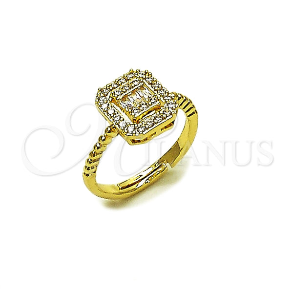 Anillo Multi Piedra 01.266.0106 Oro Laminado, Diseño de Cluster y Baguette, con Zirconia Cubica Blanca, Pulido, Tono Dorado (Talla Unica)