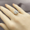 Anillo Multi Piedra 01.266.0106.1 Rodio Laminado, Diseño de Cluster y Baguette, con Zirconia Cubica Blanca, Pulido, Rodinado (Talla Unica)