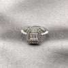 Anillo Multi Piedra 01.266.0106.1 Rodio Laminado, Diseño de Cluster y Baguette, con Zirconia Cubica Blanca, Pulido, Rodinado (Talla Unica)