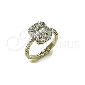 Anillo Multi Piedra 01.266.0106.1 Rodio Laminado, Diseño de Cluster y Baguette, con Zirconia Cubica Blanca, Pulido, Rodinado (Talla Unica)