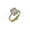 Anillo Multi Piedra 01.266.0106.1 Rodio Laminado, Diseño de Cluster y Baguette, con Zirconia Cubica Blanca, Pulido, Rodinado (Talla Unica)