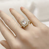 Anillo Multi Piedra 01.266.0107 Oro Laminado, Diseño de Cluster, con Zirconia Cubica Blanca, Pulido, Tono Dorado (Talla Unica)