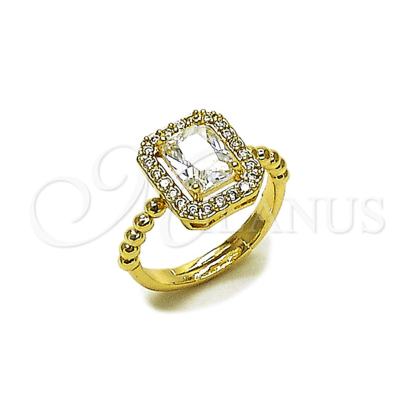 Anillo Multi Piedra 01.266.0107 Oro Laminado, Diseño de Cluster, con Zirconia Cubica Blanca, Pulido, Tono Dorado (Talla Unica)