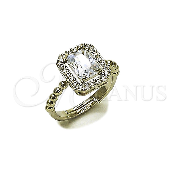 Anillo Multi Piedra 01.266.0107.1 Rodio Laminado, Diseño de Cluster, con Zirconia Cubica Blanca, Pulido, Rodinado (Talla Unica)