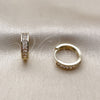 Argolla Huggie 02.266.0086.15 Oro Laminado, Diseño de Baguette, con Zirconia Cubica Blanca, Pulido, Tono Dorado