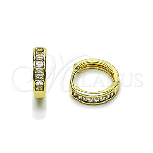 Argolla Huggie 02.266.0086.15 Oro Laminado, Diseño de Baguette, con Zirconia Cubica Blanca, Pulido, Tono Dorado