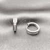 Argolla Huggie 02.266.0086.1.15 Rodio Laminado, Diseño de Baguette, con Zirconia Cubica Blanca, Pulido, Rodinado