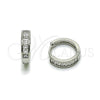 Argolla Huggie 02.266.0086.1.15 Rodio Laminado, Diseño de Baguette, con Zirconia Cubica Blanca, Pulido, Rodinado