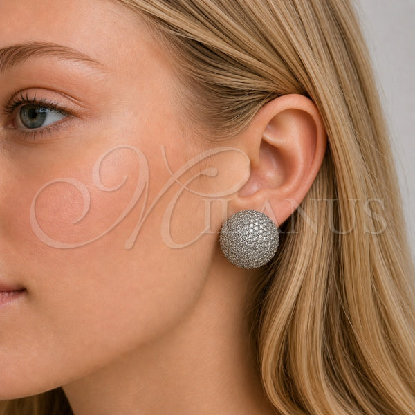 Arete Gancho Frances 02.266.0087.1.16 Rodio Laminado, con Zirconia Cubica Blanca, Pulido, Rodinado