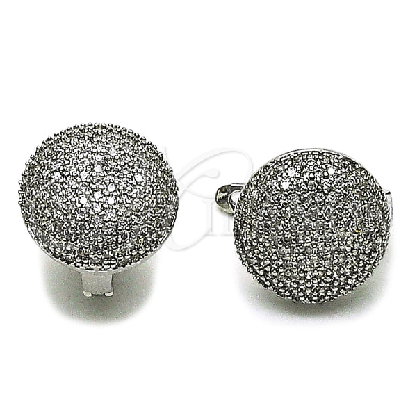 Arete Gancho Frances 02.266.0087.1.16 Rodio Laminado, con Zirconia Cubica Blanca, Pulido, Rodinado