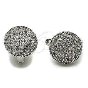 Arete Gancho Frances 02.266.0087.1.16 Rodio Laminado, con Zirconia Cubica Blanca, Pulido, Rodinado