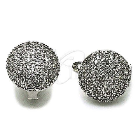 Arete Gancho Frances 02.266.0087.1.16 Rodio Laminado, con Zirconia Cubica Blanca, Pulido, Rodinado