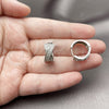 Argolla Huggie 02.266.0079.1.18 Rodio Laminado, Diseño de Torcido, con Zirconia Cubica Blanca, Pulido, Rodinado