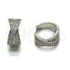 Argolla Huggie 02.266.0079.1.18 Rodio Laminado, Diseño de Torcido, con Zirconia Cubica Blanca, Pulido, Rodinado