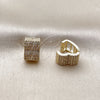 Argolla Huggie 02.266.0088.14 Oro Laminado, Diseño de Corazón, con Micro Pave Blanca, Pulido, Tono Dorado