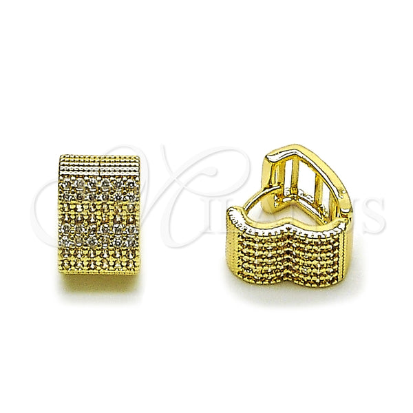 Argolla Huggie 02.266.0088.14 Oro Laminado, Diseño de Corazón, con Micro Pave Blanca, Pulido, Tono Dorado