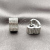 Argolla Huggie 02.266.0088.1.14 Rodio Laminado, Diseño de Corazón, con Micro Pave Blanca, Pulido, Rodinado
