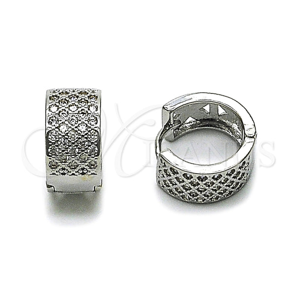 Argolla Huggie 02.266.0075.1.15 Rodio Laminado, con Zirconia Cubica Blanca, Pulido, Rodinado