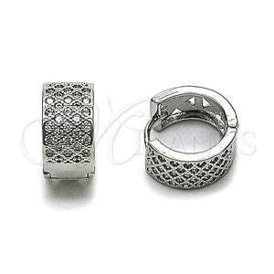 Argolla Huggie 02.266.0075.1.15 Rodio Laminado, con Zirconia Cubica Blanca, Pulido, Rodinado