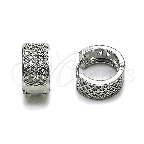 Argolla Huggie 02.266.0075.1.15 Rodio Laminado, con Zirconia Cubica Blanca, Pulido, Rodinado