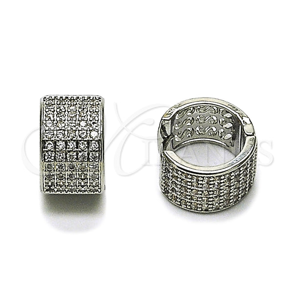 Argolla Huggie 02.266.0055.1.15 Rodio Laminado, con Zirconia Cubica Blanca, Pulido, Rodinado