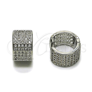 Argolla Huggie 02.266.0055.1.15 Rodio Laminado, con Zirconia Cubica Blanca, Pulido, Rodinado